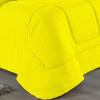 Edredom Casal 100% Algodão Em Malha Fio 30/1 Dupla Face Kit 05 Peças - Amarelo