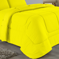 Edredom Casal 100% Algodão Em Malha Fio 30/1 Dupla Face Kit 05 Peças - Amarelo