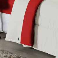 Edredom Casal 100% Algodão Em Malha Fio 30/1 Dupla Face Kit 05 Peças - Vermelho Com Palha