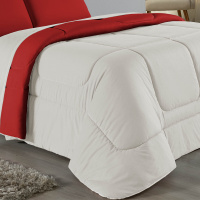 Edredom Casal 100% Algodão Em Malha Fio 30/1 Dupla Face Kit 05 Peças - Vermelho Com Palha