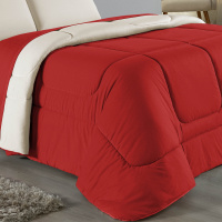 Edredom Casal 100% Algodão Em Malha Fio 30/1 Dupla Face Kit 05 Peças - Vermelho Com Palha
