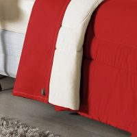 Edredom Casal 100% Algodão Em Malha Fio 30/1 Dupla Face Kit 05 Peças - Vermelho Com Palha