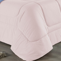 Edredom Casal King 100% Algodão Em Malha Fio 30/1 Dupla Face Kit 03 Peças - Azul Claro Com Rosa