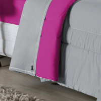 Edredom Casal King 100% Algodão Em Malha Fio 30/1 Dupla Face Kit 03 Peças - Pink Com Cinza