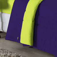 Edredom Casal King 100% Algodão Em Malha Fio 30/1 Dupla Face Kit 03 Peças - Verde Pistache Com Roxo