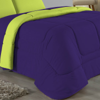 Edredom Casal King 100% Algodão Em Malha Fio 30/1 Dupla Face Kit 03 Peças - Verde Pistache Com Roxo