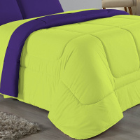 Edredom Casal King 100% Algodão Em Malha Fio 30/1 Dupla Face Kit 03 Peças - Verde Pistache Com Roxo