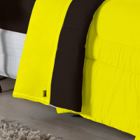 Edredom Casal King 100% Algodão Em Malha Fio 30/1 Dupla Face Kit 04 Peças -Amarelo Com Tabaco