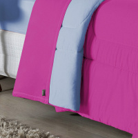 Edredom Casal King 100% Algodão Em Malha Fio 30/1 Dupla Face Kit 04 Peças - Azul Claro Com Pink