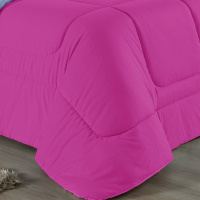 Edredom Casal King 100% Algodão Em Malha Fio 30/1 Dupla Face Kit 04 Peças - Azul Claro Com Pink