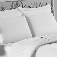 Edredom Casal King 100% Algodão Em Malha Fio 30/1 Dupla Face Kit 04 Peças -Branco Com Branco