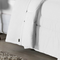 Edredom Casal King 100% Algodão Em Malha Fio 30/1 Dupla Face Kit 04 Peças -Branco Com Branco