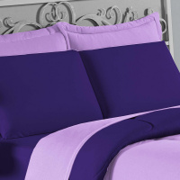Edredom Casal King 100% Algodão Em Malha Fio 30/1 Dupla Face Kit 04 Peças - Lilás Com Roxo