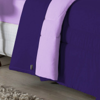 Edredom Casal King 100% Algodão Em Malha Fio 30/1 Dupla Face Kit 04 Peças - Lilás Com Roxo