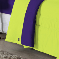 Edredom Casal King 100% Algodão Em Malha Fio 30/1 Dupla Face Kit 04 Peças - Verde Pistache Com Roxo