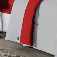 Edredom Casal King 100% Algodão Em Malha Fio 30/1 Dupla Face Kit 04 Peças -Vermelho Com Cinza