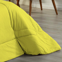 Edredom Casal King 100% Algodão Em Malha Fio 30/1 Dupla Face Kit 05 Peças -Amarelo Com Preto