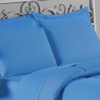 Edredom Casal King 100% Algodão Em Malha Fio 30/1 Dupla Face Kit 05 Peças - Azul Turquesa