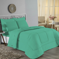 Edredom Casal King 100% Algodão Em Malha Fio 30/1 Dupla Face Kit 05 Peças - Jade