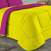 Edredom Casal King 100% Algodão Em Malha Fio 30/1 Dupla Face Kit 05 Peças - Pink Com Amarelo