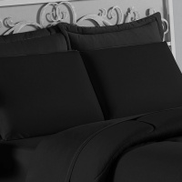 Edredom Casal King 100% Algodão Em Malha Fio 30/1 Dupla Face Kit 05 Peças - Preto