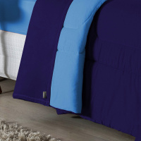 Edredom Casal Queen 100% Algodão Em Malha Fio 30/1 Dupla Face Kit 03 Peças - Azul Turquesa Com Roxo