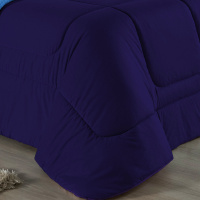 Edredom Casal Queen 100% Algodão Em Malha Fio 30/1 Dupla Face Kit 03 Peças - Azul Turquesa Com Roxo