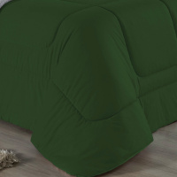 Edredom Casal Queen 100% Algodão Em Malha Fio 30/1 Dupla Face Kit 03 Peças - Verde Com Cinza