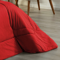 Edredom Casal Queen 100% Algodão Em Malha Fio 30/1 Dupla Face Kit 03 Peças - Vermelho Com Tabaco
