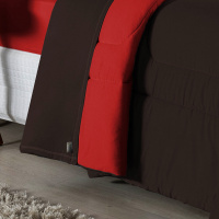 Edredom Casal Queen 100% Algodão Em Malha Fio 30/1 Dupla Face Kit 03 Peças - Vermelho Com Tabaco