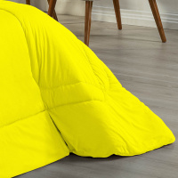 Edredom Casal Queen 100% Algodão Em Malha Fio 30/1 Dupla Face Kit 04 Peças - Amarelo