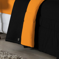 Edredom Casal Queen 100% Algodão Em Malha Fio 30/1 Dupla Face Kit 04 Peças - Laranja Com Preto