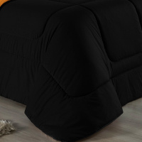 Edredom Casal Queen 100% Algodão Em Malha Fio 30/1 Dupla Face Kit 04 Peças - Laranja Com Preto