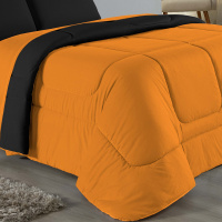 Edredom Casal Queen 100% Algodão Em Malha Fio 30/1 Dupla Face Kit 04 Peças - Laranja Com Preto