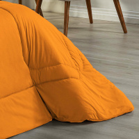 Edredom Casal Queen 100% Algodão Em Malha Fio 30/1 Dupla Face Kit 04 Peças - Laranja Com Preto