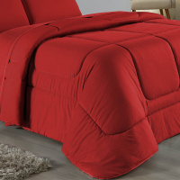 Edredom Casal Queen 100% Algodão Em Malha Fio 30/1 Dupla Face Kit 04 Peças - Vermelho