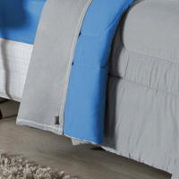 Edredom Casal Queen 100% Algodão Em Malha Fio 30/1 Dupla Face Kit 05 Peças - Azul Turquesa Com Cinza
