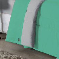 Edredom Casal Queen 100% Algodão Em Malha Fio 30/1 Dupla Face Kit 05 Peças - Jade Com Cinza