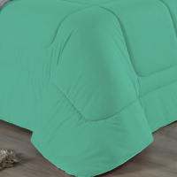 Edredom Casal Queen 100% Algodão Em Malha Fio 30/1 Dupla Face Kit 05 Peças - Jade Com Cinza
