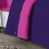 Edredom Casal Queen 100% Algodão Em Malha Fio 30/1 Dupla Face Kit 05 Peças - Pink  Com Roxo
