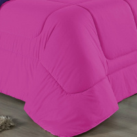 Edredom Casal Queen 100% Algodão Em Malha Fio 30/1 Dupla Face Kit 05 Peças - Pink  Com Roxo