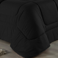 Edredom Casal Queen 100% Algodão Em Malha Fio 30/1 Dupla Face Kit 05 Peças - Preto