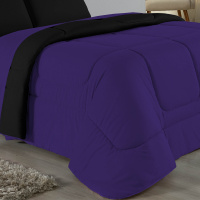 Edredom Casal Queen 100% Algodão Em Malha Fio 30/1 Dupla Face Kit 05 Peças - Roxo Com Preto
