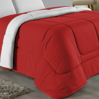 Edredom Dupla Face Casal Padrão 100% Algodão Em Malha Fio 30/1 - Vermelho Com Branco