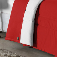 Edredom Dupla Face Casal Padrão 100% Algodão Em Malha Fio 30/1 - Vermelho Com Branco
