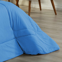 Edredom Dupla Face King Size 100% Algodão Em Malha Fio 30/1 - Amarelo Com Azul Turquesa