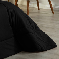 Edredom Dupla Face King Size 100% Algodão Em Malha Fio 30/1 - Azul Claro Com Preto