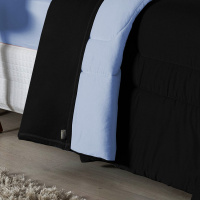 Edredom Dupla Face King Size 100% Algodão Em Malha Fio 30/1 - Azul Claro Com Preto