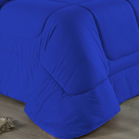 Edredom Dupla Face King Size 100% Algodão Em Malha Fio 30/1 - Azul Royal