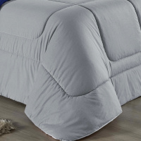 Edredom Dupla Face King Size 100% Algodão Em Malha Fio 30/1 - Azul Royal Com Cinza